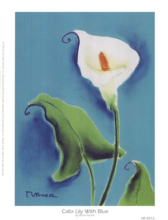 Framed Calla Lily With Blue Print
