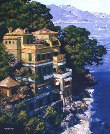 Framed Cove At Portofino Print