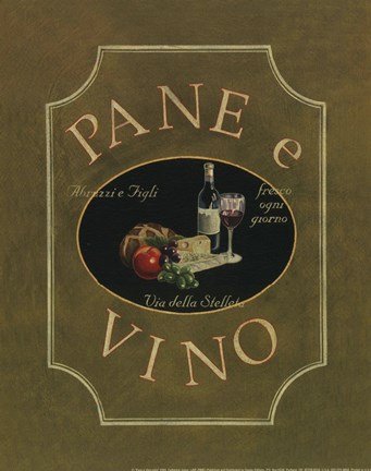 Framed Pane E Vino - Mini Print