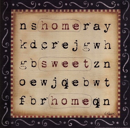 Home Sweet Home Word Search Fine Art Print by Kim Klassen at