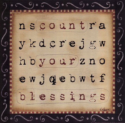 Framed Count Your Blessings Word Search Print