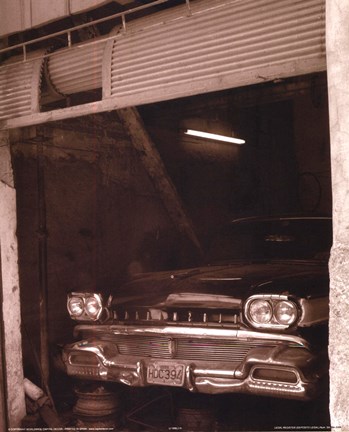 Framed Car In Garage Print