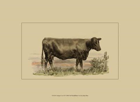 Framed Antique Cow II Print
