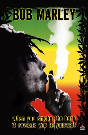Framed Bob Marley-Smoke The Herb Man! Print