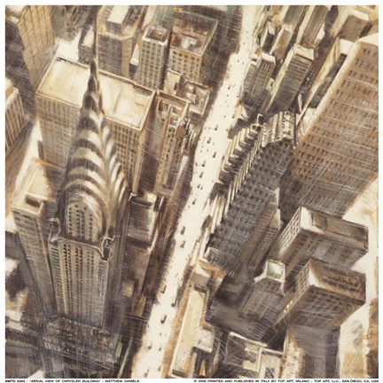 Framed Aerial View of Chrysler Building Print