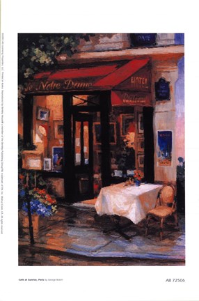 Framed Cafe At Sunrise, Paris Print