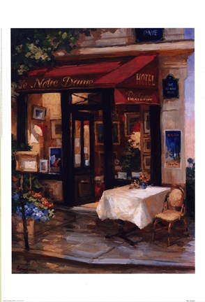 Framed Cafe At Sunrise, Paris Print