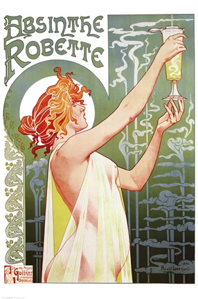 Framed Absinthe Robette - Green Print