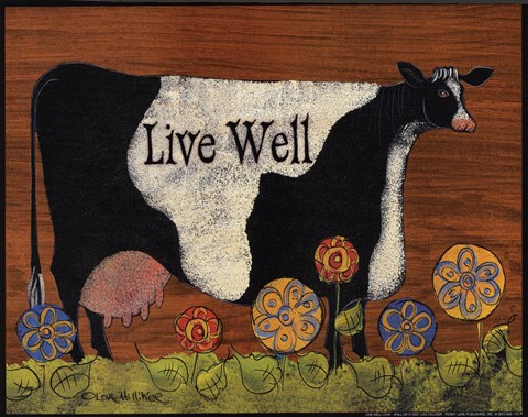 Framed Live Well Cow Print