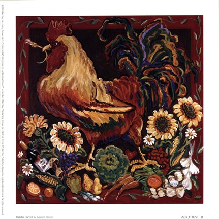 Framed Rooster Harvest Print