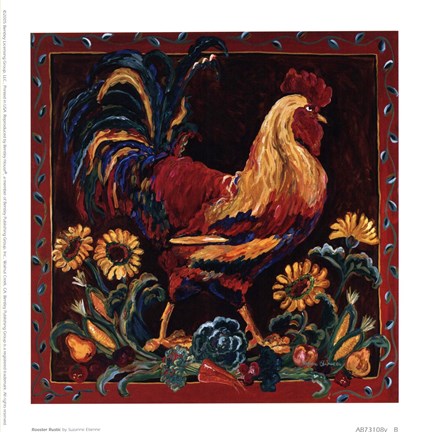 Framed Rooster Rustic Print