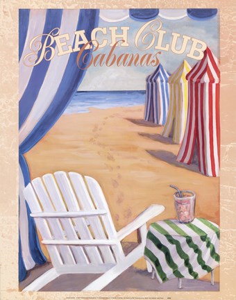Framed Beach Club Cabanas Print