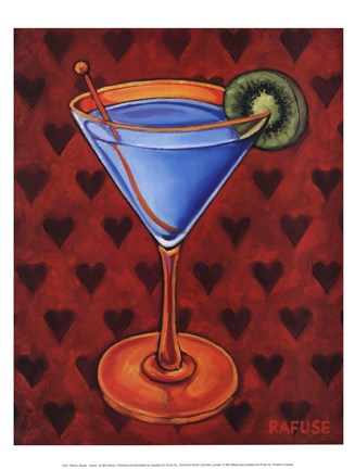 Framed Martini Royale - Hearts Print