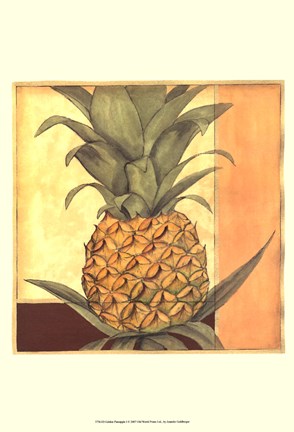 Framed Golden Pineapple I Print