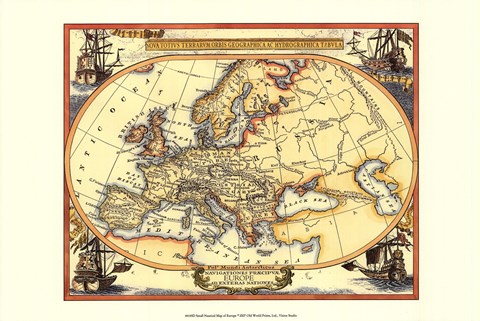 Framed Small Nautical Map Of Europe Print