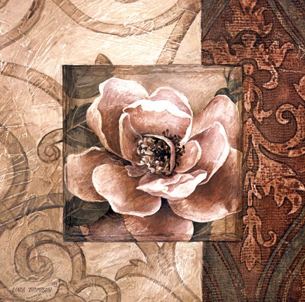 Framed Linen Roses II Print
