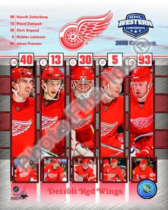 Framed 2008 Detroit Red Wings Western Conference Champions Composite Print