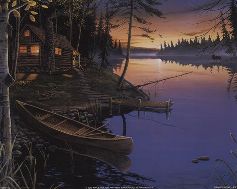 Framed Canoe at the Cabin Print