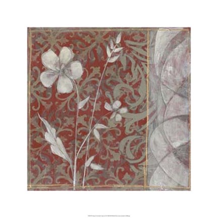 Framed Taupe and Cinnabar Tapestry II Print