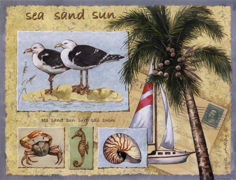 Framed Sea, Sand, Sun Print