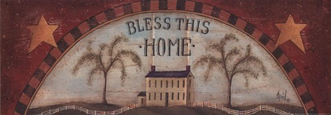 Framed Bless This Home - with stars Print