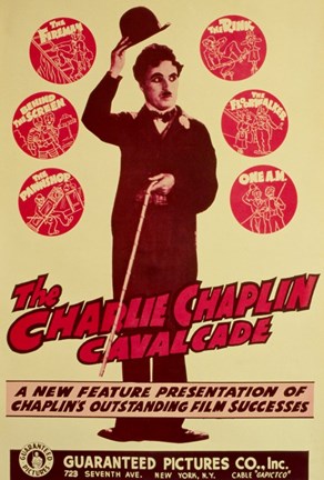Framed Charlie Chaplin Cavalcade Print