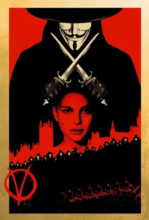Framed V for Vendetta Black and Red Print