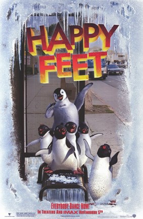 Framed Happy Feet Bus Stop Print