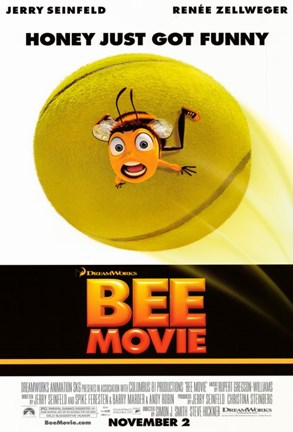 Framed Bee Movie Tennis Ball Print