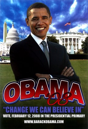 Framed Barack Obama - (Primary) Campaign Poster Print
