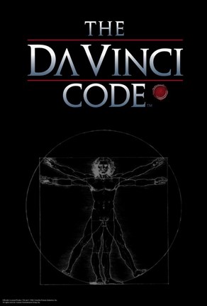 Framed Da Vinci Code Black Vitruvian Man Print