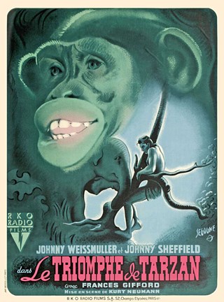 Framed Tarzan Triumphs - French, c.1943 Print