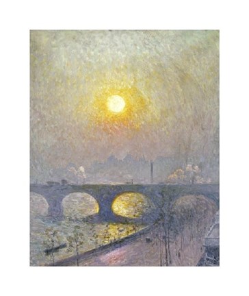 Framed Sunset Over Waterloo Bridge Print