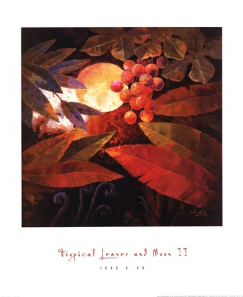 Framed Tropical Leaves and Moon II Print