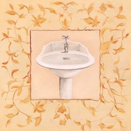 Framed Capital decor - Golden Floral Sink Print