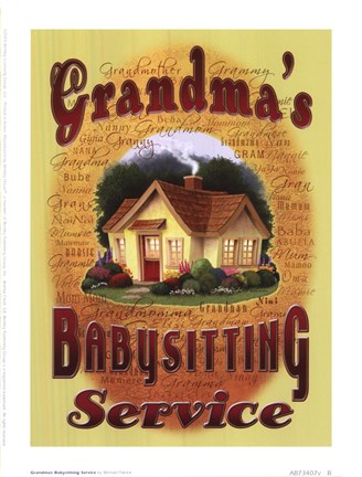 Framed Grandma&#39;s Babysitting Service Print