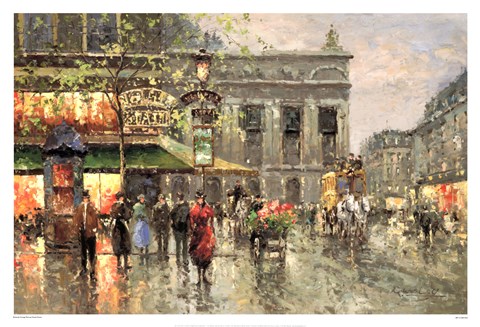 Framed Vintage Parisian Street Scene Print