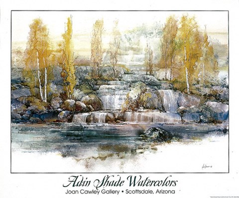 Framed Falls At Desert Mesa Print