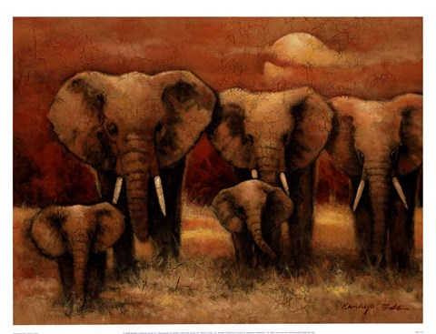 Framed Bull Elephants Print