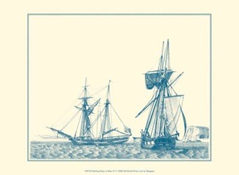 Framed Sailing Ships in Blue IV Print