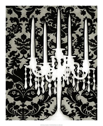 Framed Patterned Candelabra I Print