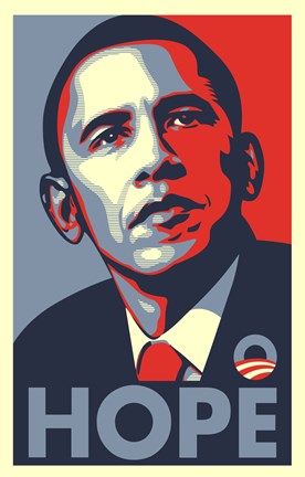 Framed RARE Obama Campaign Poster - HOPE Print