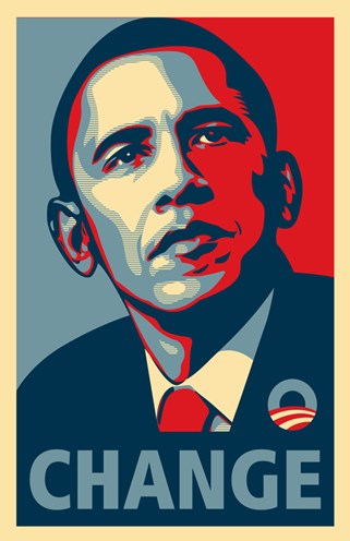 barack obama poster change. RARE Obama Campaign Poster -