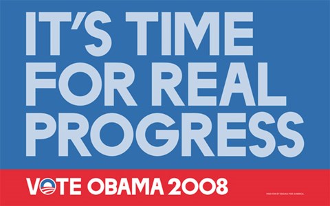 Framed Barack Obama - (Time for Real Progress) Campaign Poster Print