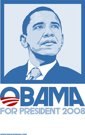 Framed Barack Obama - (Blue) Campaign Poster Print
