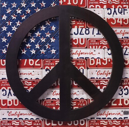 Framed American Flag Peace Sign Print