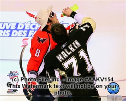 Framed Alex Ovechkin &amp; Evgeni Malkin 2008-09 NHL All-Star Game Action Print