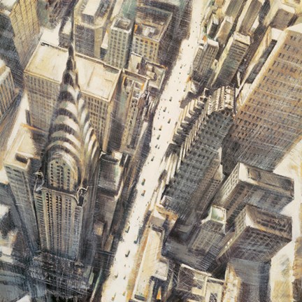 Framed Aerial View of Chrysler Building Print