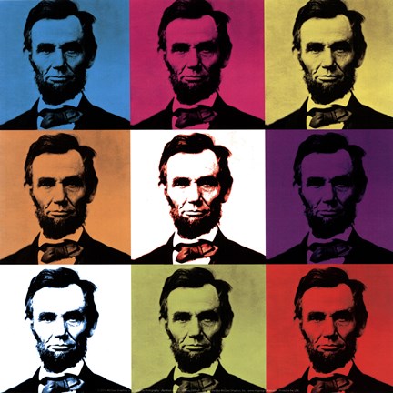 Framed Abraham Lincoln - colored tiles Print