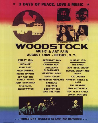Framed Woodstock Line-Up Print